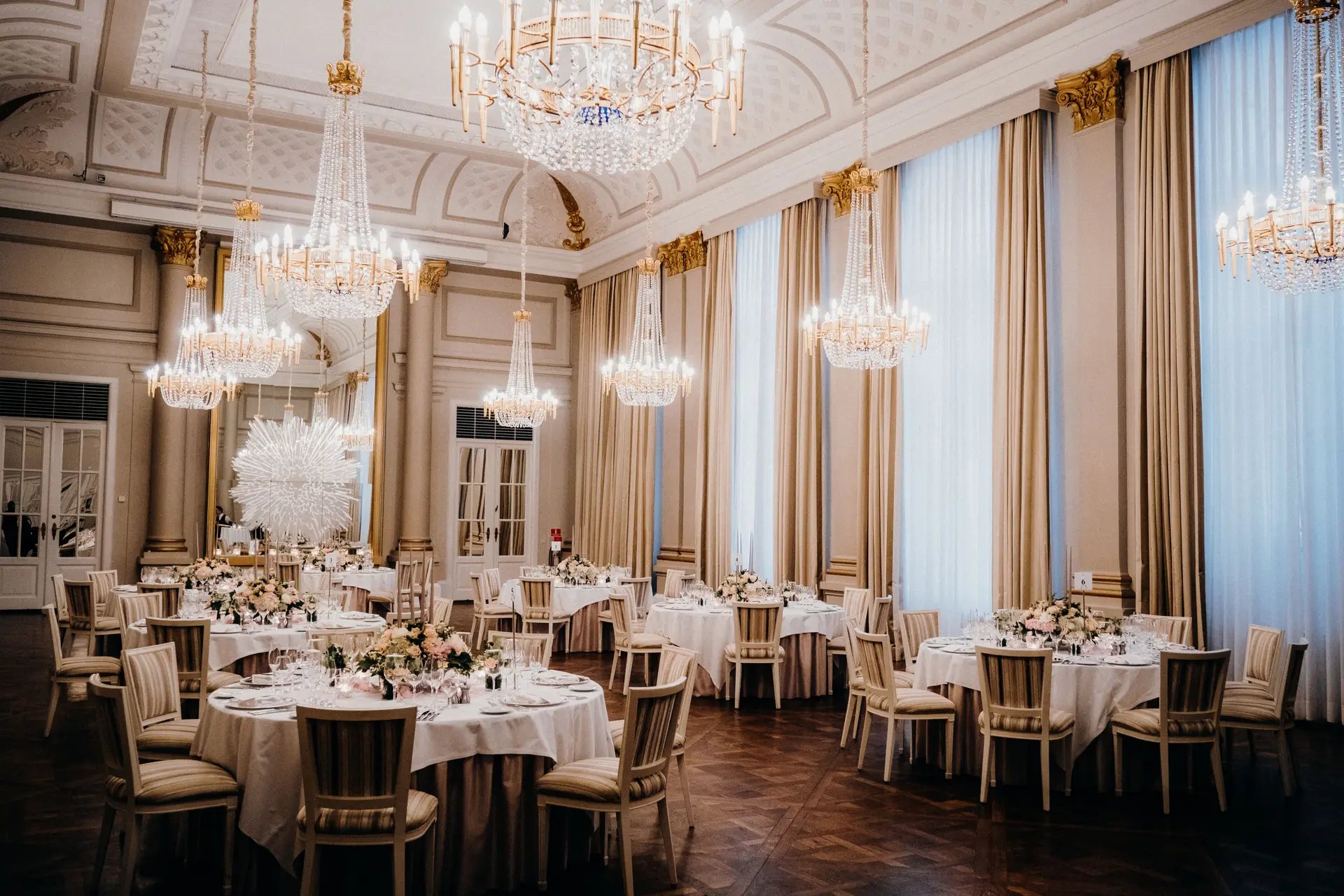 Elegant private dining room prepared for guests