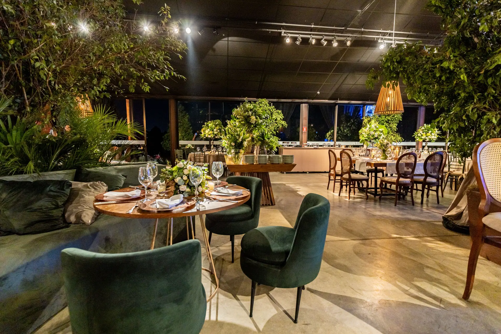 Outdoor lounge prepared for an elegant private celebration