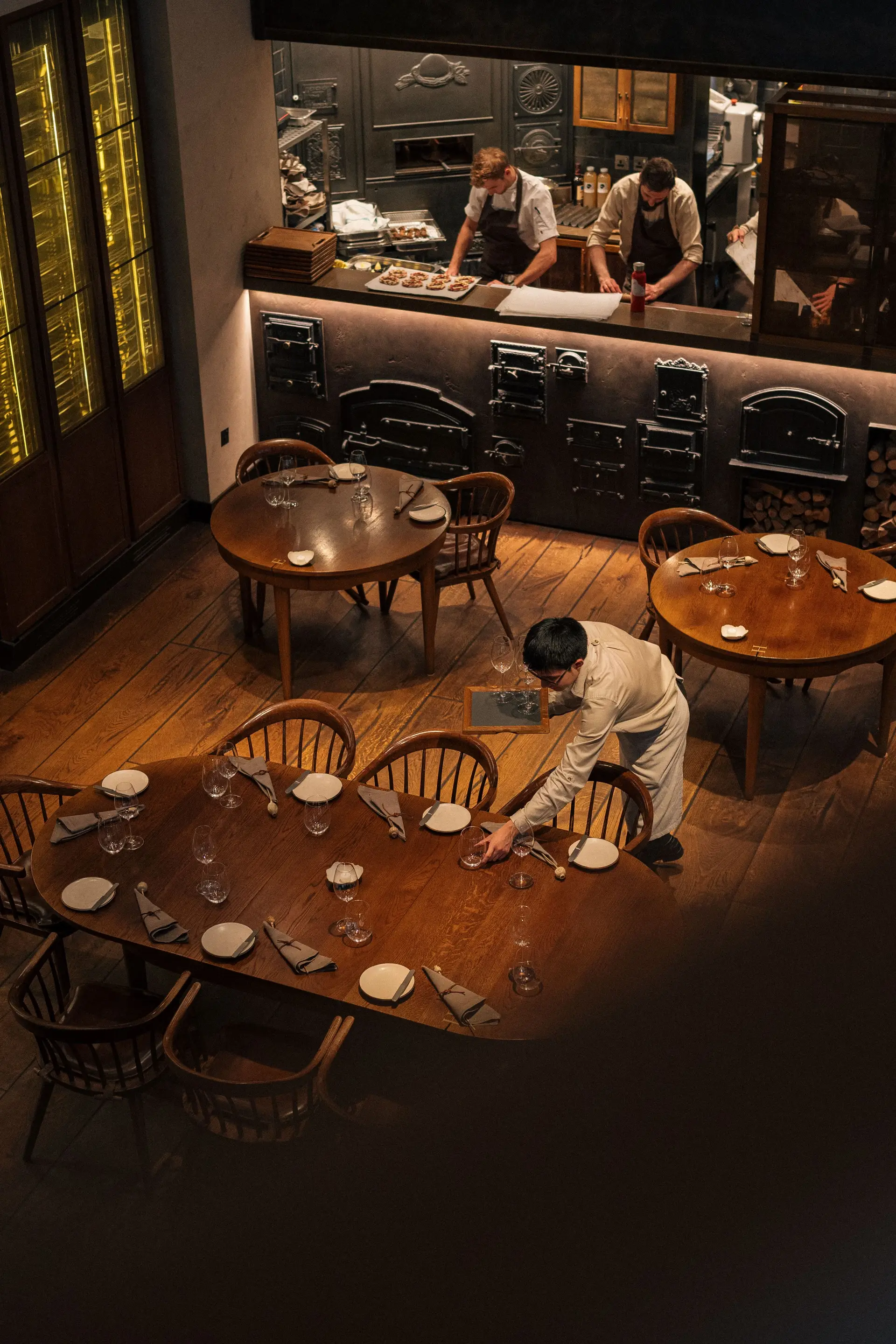 Luxurious dining lounge with warm ambient lighting