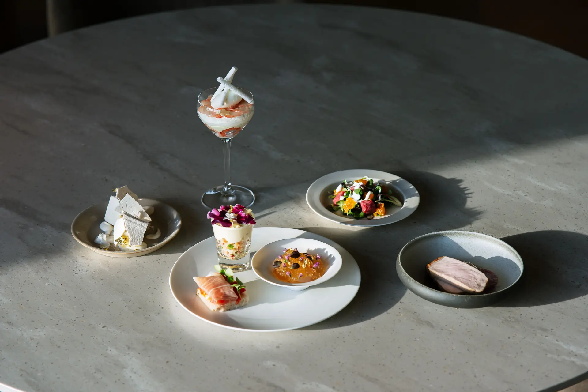 Fine dining dish with artistic presentation