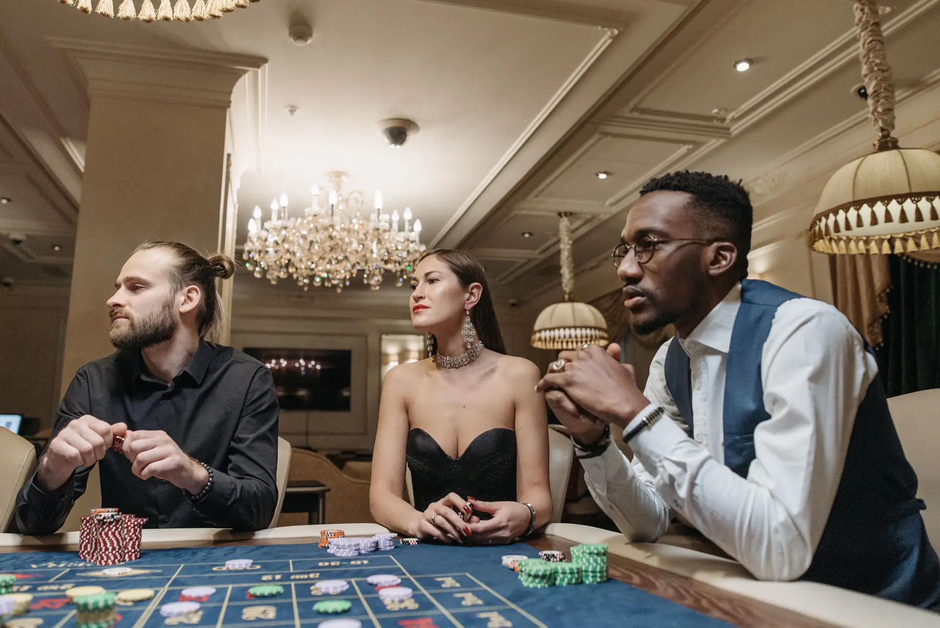 Guests sharing an evening in a sophisticated restaurant